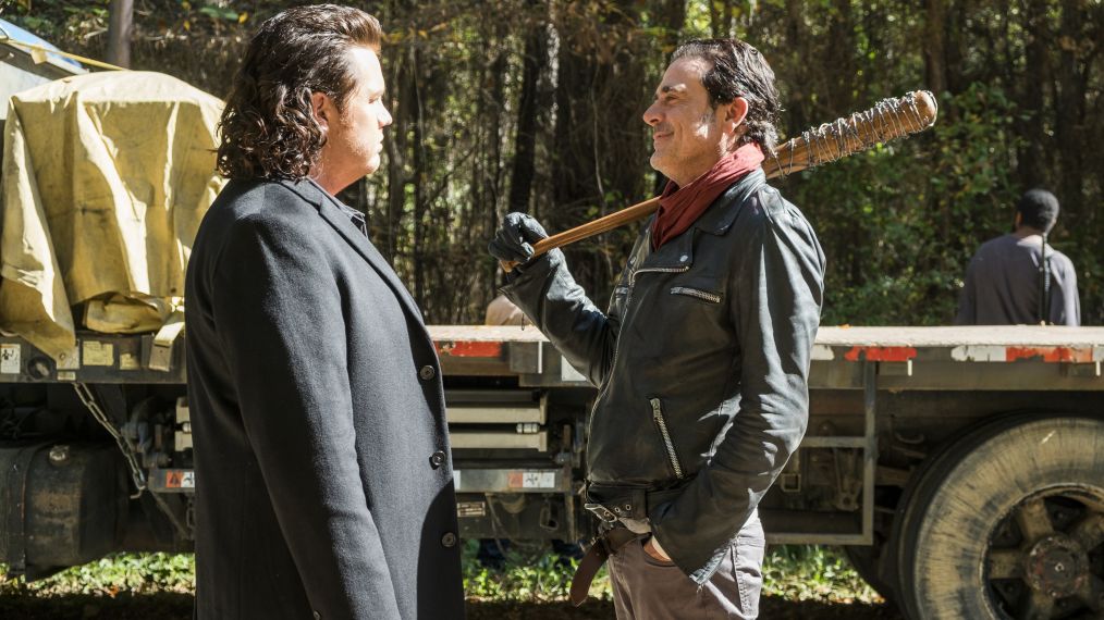Josh McDermitt as Dr. Eugene Porter, Jeffrey Dean Morgan as Negan in The Walking Dead - Season 7, Episode 16
