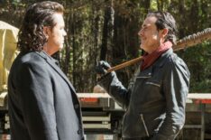 Josh McDermitt as Dr. Eugene Porter, Jeffrey Dean Morgan as Negan in The Walking Dead - Season 7, Episode 16