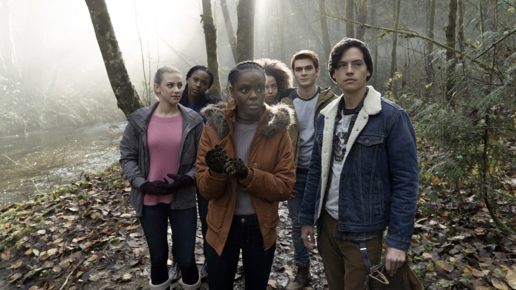 The 'Riverdale' gang (Lili Reinhart as Betty Cooper, Asha Bromfield as Melody, Ashleigh Murray as Josie McCoy, Hayley Law as Valerie, KJ Apa as Archie Andrews, and Cole Sprouse as Jughead Jones) aren't out of the woods yet, but they will be back for a second season.