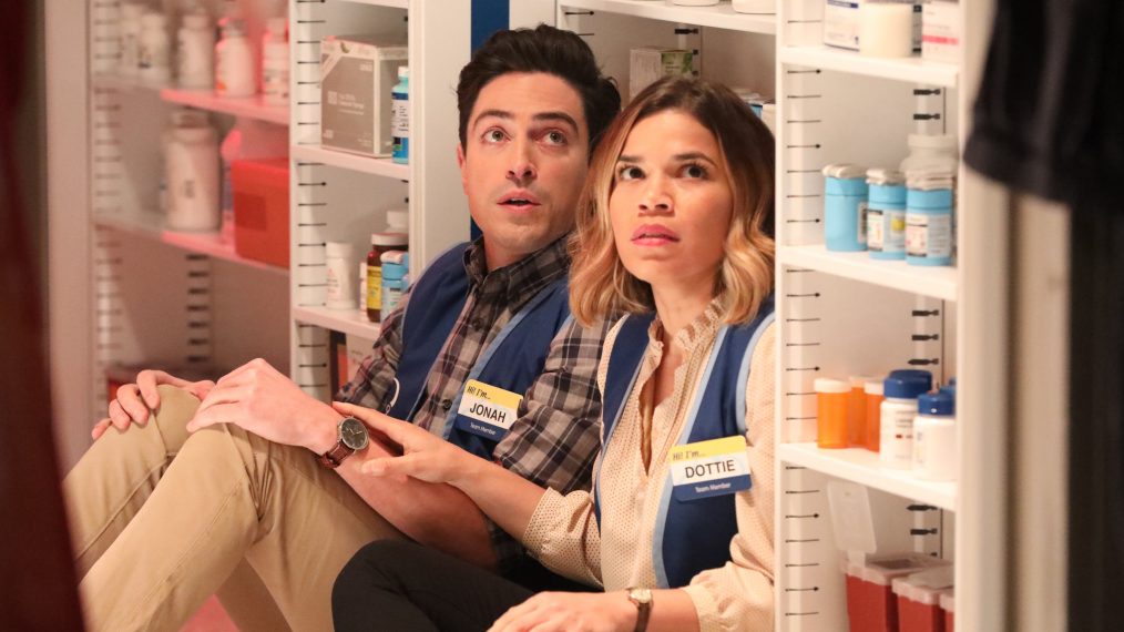 Superstore - Ben Feldman as Jonah and America Ferrera as Amy