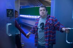 Sarah Hyland and Patton Oswalt in the 'Dimension 404' episode 'Cinethrax' on Hulu