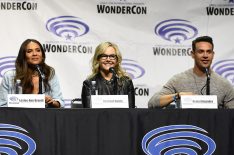 Lesley-Ann Brandt, Rachael Harris, and Kevin Alejandro during the Lucifer panel at FOX Fanfare at Wondercon