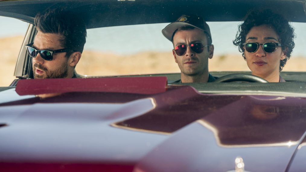 Dominic Cooper as Jesse Custer, Joseph Gilgun as Cassidy, Ruth Negga as Tulip O'Hare in Preacher - Season 2