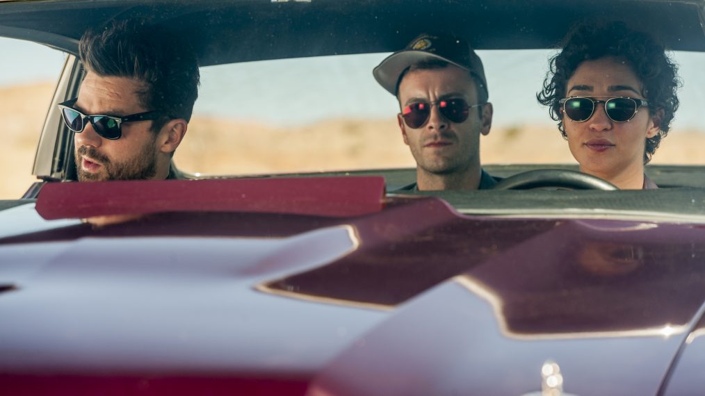 Dominic Cooper as Jesse Custer, Joseph Gilgun as Cassidy, Ruth Negga as Tulip O'Hare in Preacher - Season 2