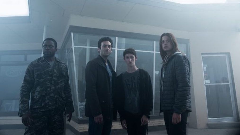 The cast of The Mist - Bryan Hunt (Okezie Morro), Kevin Copeland (Morgan Spector), Adrian Garf (Russell Posner) and Mia Lambert (Danica Curcic)