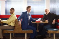 Giancarlo Esposito as Gus Fring, Bob Odenkirk as Jimmy McGill, Jonathan Banks as Mike Ehrmantraut in Better Call Saul - Season 3