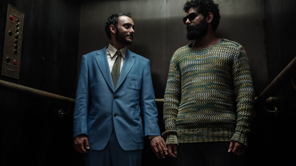 Omid Abtahi as Salim and Mousa Kraish as the Jinn in American Gods Season 1 - 2017