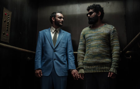 Omid Abtahi as Salim and Mousa Kraish as the Jinn in American Gods Season 1 - 2017