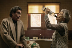 Ian McShane as Mr. Wednesday and Cloris Leachman as Zorya Vechernyaya in American Gods - Season 1