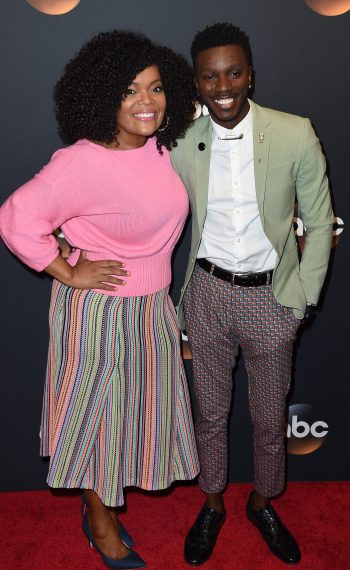 Yvette Nicole Brown and Bernard David Jones attend the 2017 ABC Upfront