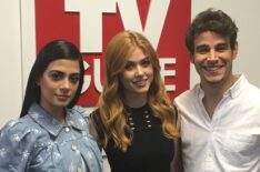 Emeraude Toubia, Katherine McNamara, Alberto Rosende of Shadowhunters in the TV Guide offices