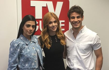 Emeraude Toubia, Katherine McNamara, Alberto Rosende of Shadowhunters in the TV Guide offices