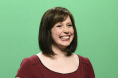 Vanessa Bayer as meteorologist Dawn Lazarus on Weekend Update during Saturday Night Live's 42nd season finale
