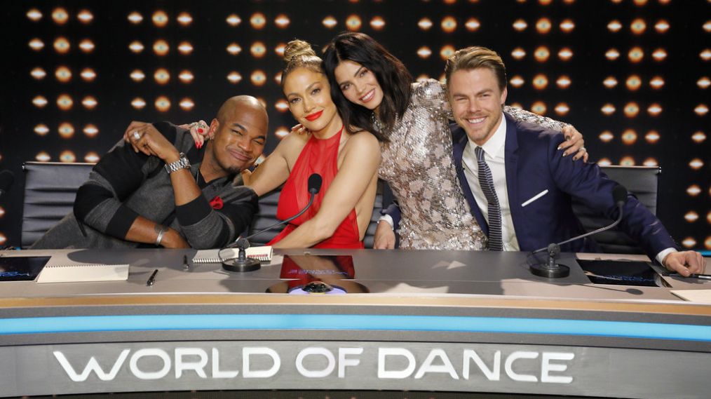 Ne-Yo, Jennifer Lopez, Jenna Dewan Tatum and Derek Hough in World of Dance