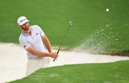 Dustin Johnson at the 2017 Masters Tournament at Augusta National Golf Club on April 5, 2017