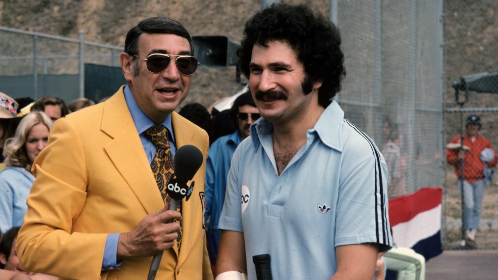 Howard Cosell and Gabriel Kaplan from 'Welcome Back, Kotter' on the 'Battle of the Network Stars'