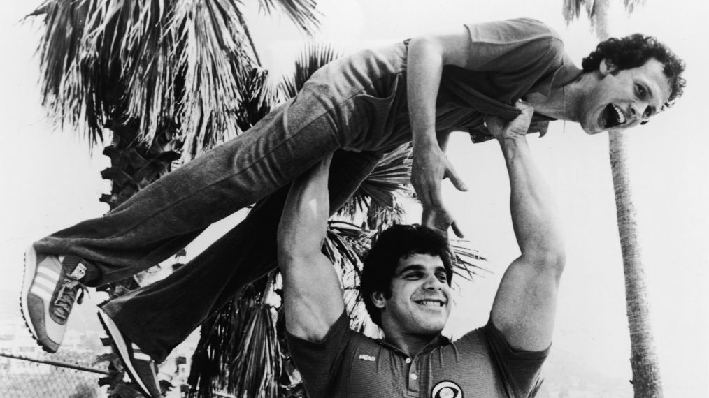 Battle of The Network Stars - Lou Ferrigno holding up Billy Crystal