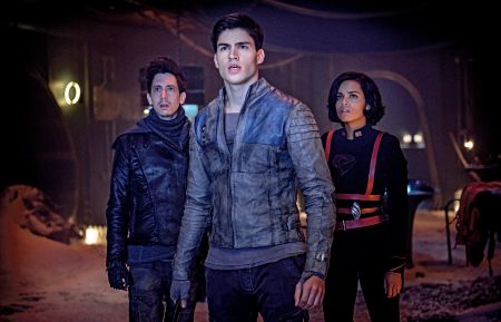 Krypton - Rasmus Hardiker as Kem, Cameron Cuffe as Seg-El, and Georgina Campbell as Lyta Zod