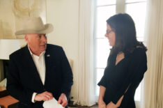 Former Vice President Dick Cheney and filmmaker Alexandra Pelosi behind the scenes of The Words That Built America