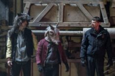 Goran Bogdan as Yuri Gurka, Andy Yu as Meemo, DJ Qualls as Golem in Episode 8 of Fargo Season 3.