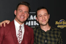 Channing Tatum (L) and Joseph Gordon-Levitt attend the grand opening of Magic Mike Live Las Vegas