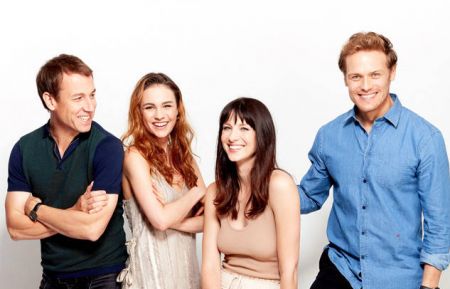 Outlander stars Tobias Menzies, Sophie Skelton, Caitriona Balfe and Sam Heughan at San Diego Comic-Con