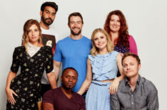 Aly Michalka, Rahul Kohli, Malcolm Goodwin, Robert Buckley, Rose McIver, Diane Ruggiero, David Anders from CW's 'iZombie' pose for a portrait during Comic-Con 2017
