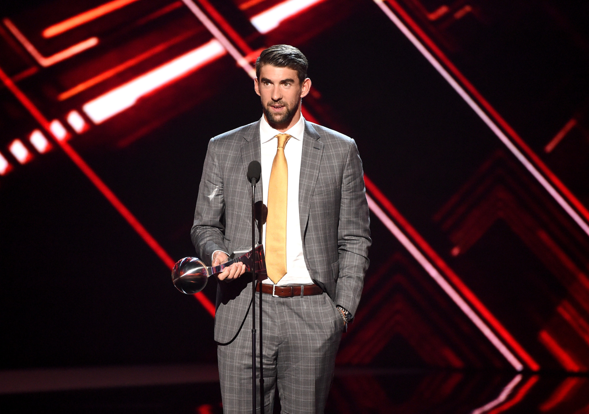 Olympic swimmer Michael Phelps accepts the Best Record-Breaking Performance award onstage at The 2017 ESPYS at Microsoft Theater on July 12, 2017 in Los Angeles, California.