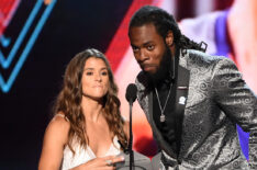 Danica Patrick and Richard Sherman speak onstage at The 2017 ESPYS