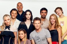 The Gifted - Natalie Alyn Lind, Blair Redford, Coby Bell, Emma Dumont, Sean Teale, Amy Acker, Percy Hynes-White, Jamie Chung, and Stephen Moyer pose for a portrait during Comic-Con 2017