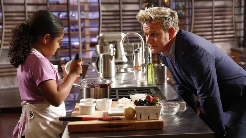 Contestant Justise and Gordon Ramsay in the 'Junior Edition: The Semi Finals/Junior Edition: Finale' season finale