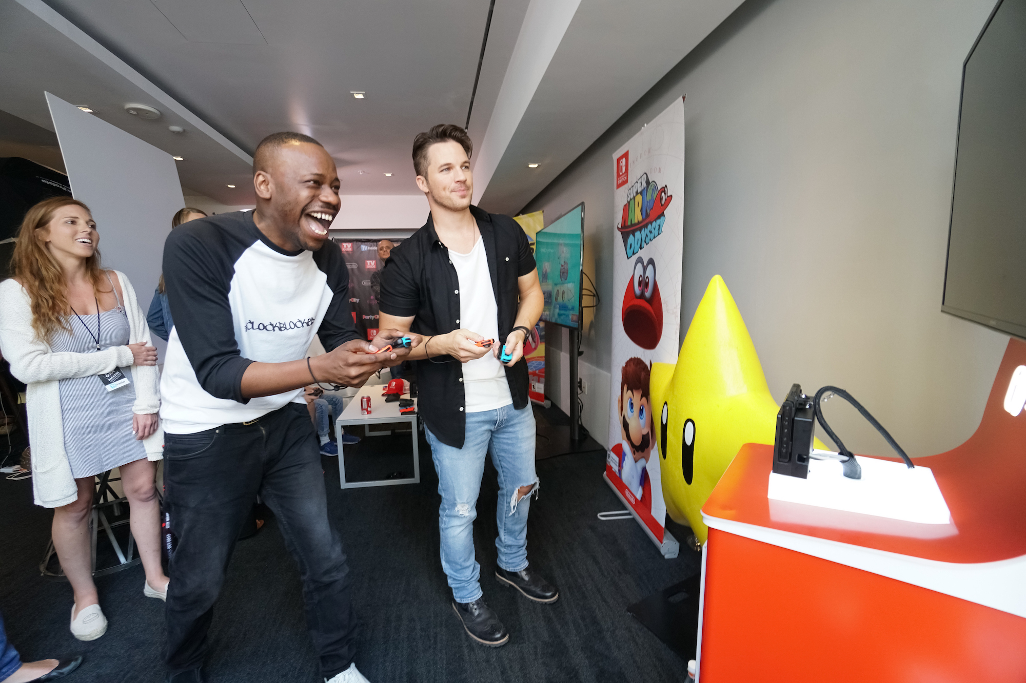 Malcolm Barrett and Matt Lanter of Timelines in TV Insider Studios at San Diego Comic-Con