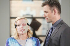 General Hospital - Maura West in a face mask with James Patrick Stuart