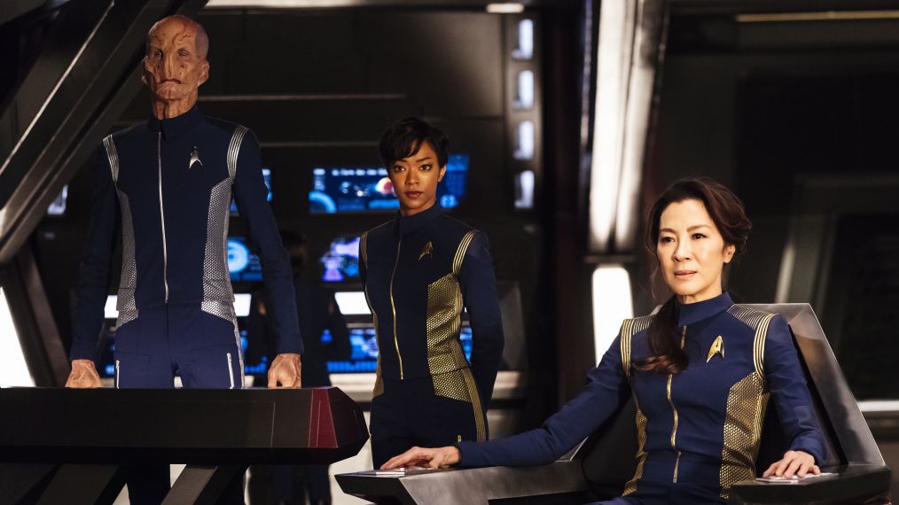 Star Trek: Discovery - Doug Jones as Lieutenant Saru; Sonequa Martin-Green as First Officer Michael Burnham; Michelle Yeoh as Captain Philippa Georgiou