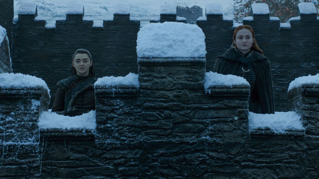 Game of Thrones - Maisie Williams as Arya Stark and Sophie Turner as Sansa Stark