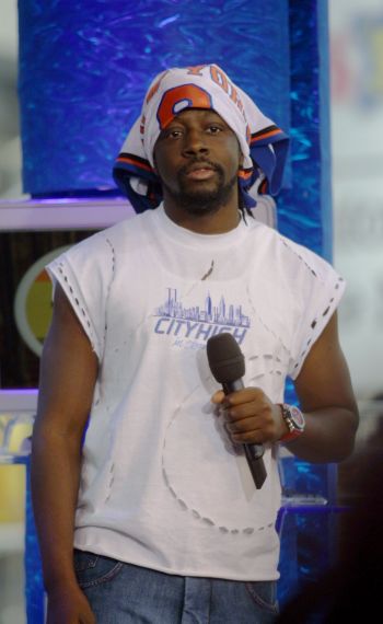 Wyclef Jean on stage during a special week of hip hop on TRL at the MTV studios in New York City in 2001