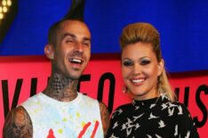 Musician Travis Barker and actress Shanna Moakler arrive at the 2007 MTV Video Music Awards