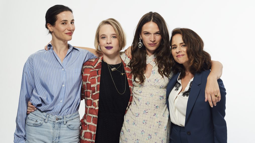 Elisa Lasowski, Jessica Clark, Anna Brewster, and Suzanne Clement of Ovation's 'Versailles' pose for a portrait during the 2017 Summer Television Critics Association Press Tour