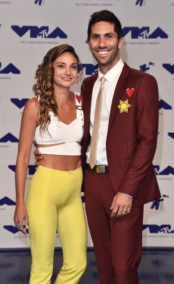 Laura Perlongo and Nev Schulman attend the 2017 MTV Video Music Awards