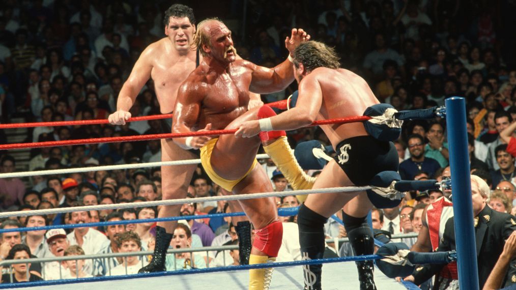 Hulk Hogan battles Ted DiBiase at the 1988 SummerSlam with Andre the Giant