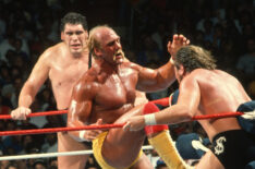 Hulk Hogan battles Ted DiBiase at the 1988 SummerSlam with Andre the Giant