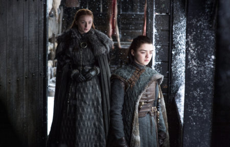 Game of Thrones - Sophie Turner as Sansa Stark and Maisie Williams as Arya Stark