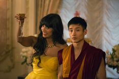 Jameela Jamil as Tehani, Manny Jacinto as Jianyu in The Good Place - Season 1