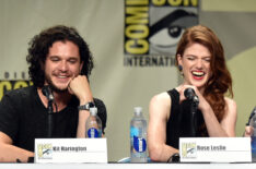 Kit Harington and Rose Leslie attend HBO's 'Game Of Thrones' panel at Comic-Con International 2014