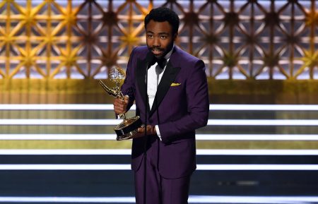 Donald Glover accepts Outstanding Directing for a Comedy Series for 'Atlanta' (episode 'B.A.N.') onstage during the 69th Annual Primetime Emmy Awards