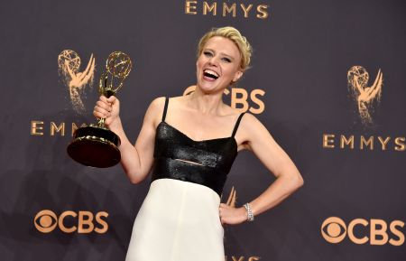 Kate McKinnon, winner of Outstanding Supporting Actress in a Comedy Series for Saturday Night Live, poses in the press room during the 69th Annual Primetime Emmy Awards
