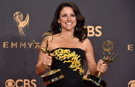 Actor Julia Louis-Dreyfus, winner of the award for Outstanding Comedy Actress for 'Veep,' poses in the press room during the 69th Annual Primetime Emmy Awards