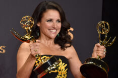 Julia Louis-Dreyfus, winner of the award for Outstanding Comedy Actress for 'Veep,' poses in the press room during the 69th Annual Primetime Emmy Awards