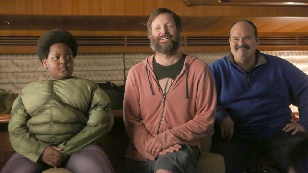 Keith Williams, Will Forte, and Mel Rodriguez in the 'M.U.B.A.R.' Season 4 premiere episode of The Last Man on Earth