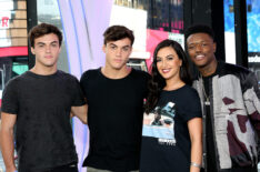 Hosts Ethan and Grayson Dolan, Tamara Dhia, and DC Young Fly in the TRL studio